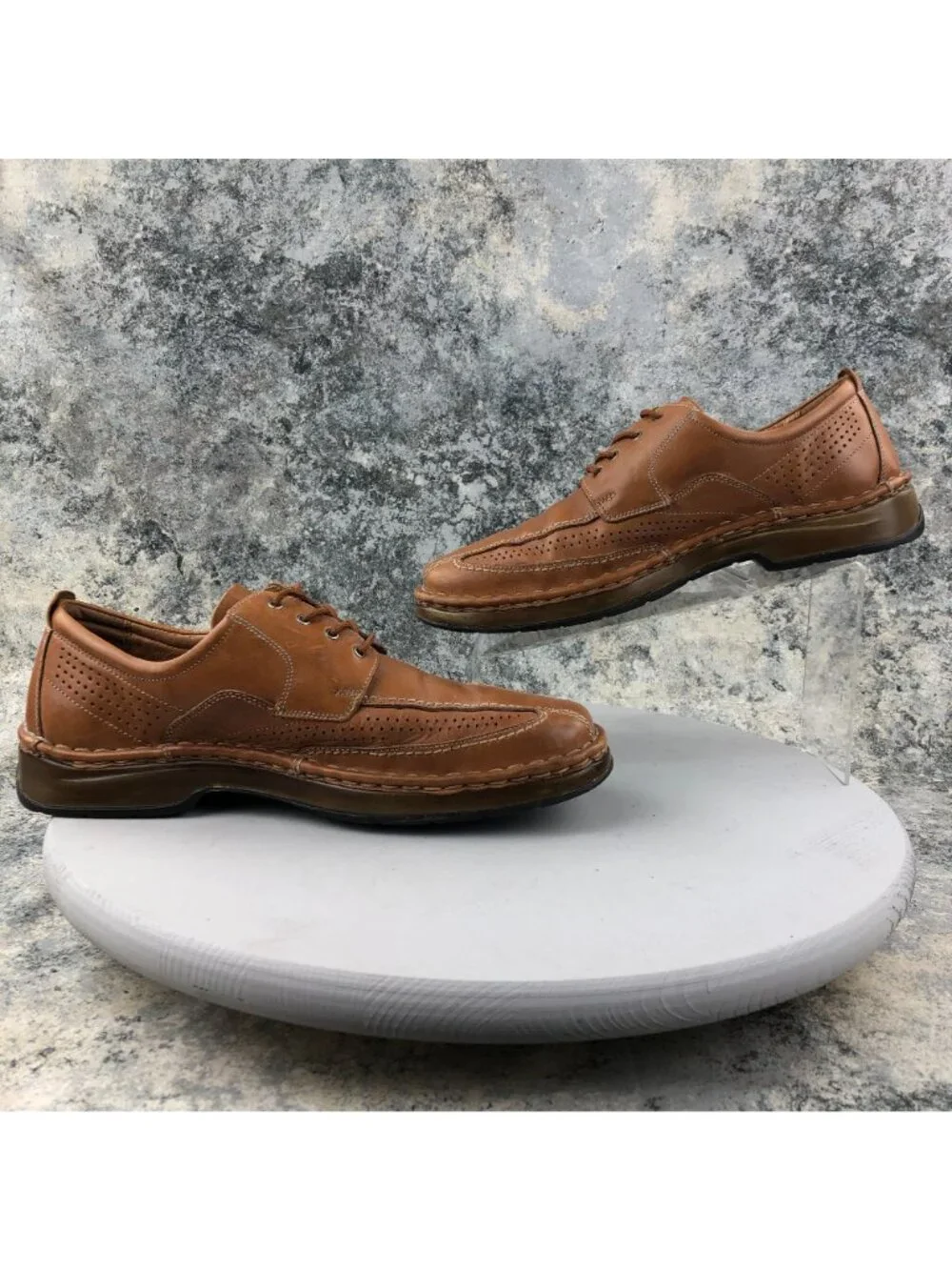 Alfani Men's 11.5M Neptune Tan Leather Lace-Up Bicycle Toe Oxford Dress Shoes